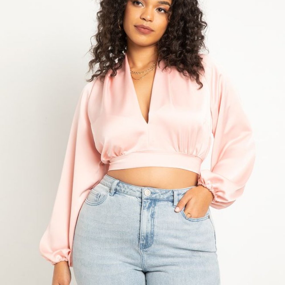 Eloquii Satin Crop Top Size 20 - Picture 2 of 11